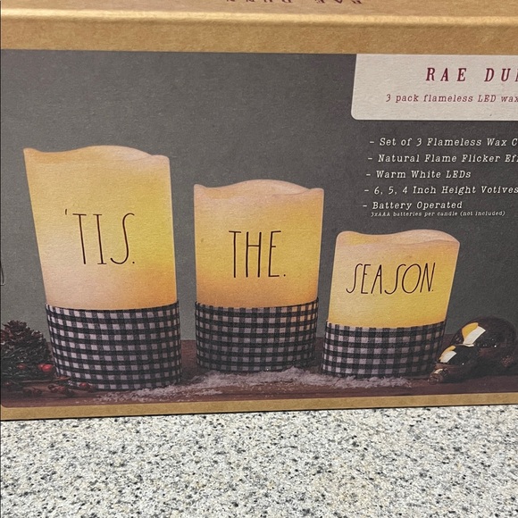 Rae Dunn Black and White Checkered LED Candle Set - Picture 3 of 5